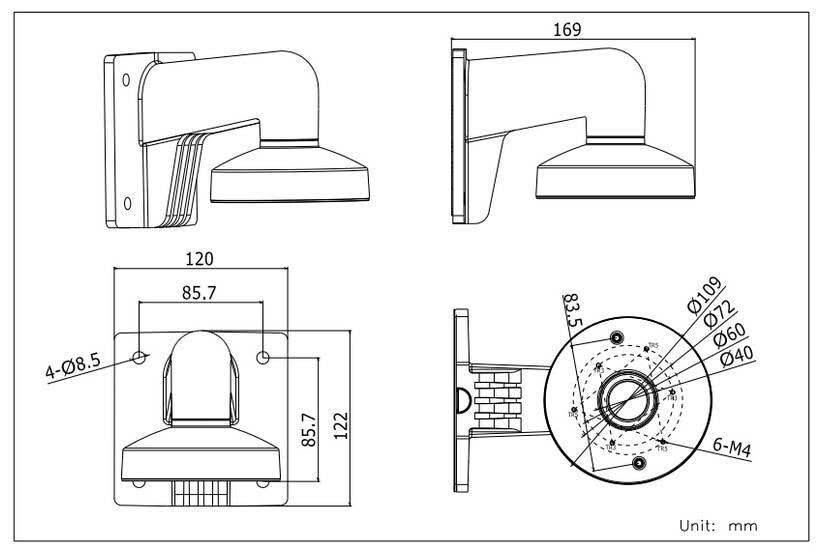 Hikvision DS-1272ZJ-110 väggfäste i aluminium