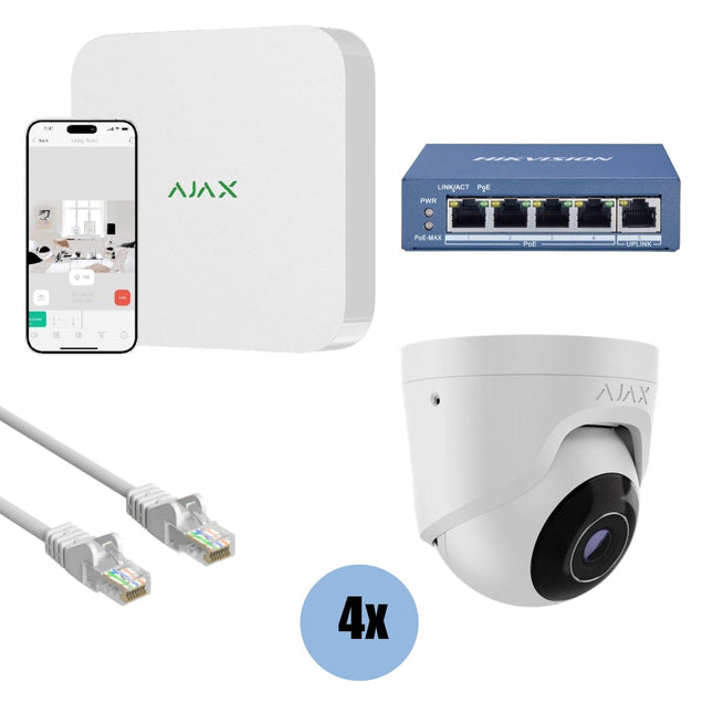Ajax Systems Ajax Systems Kit 4x Turret, NVR och kablage