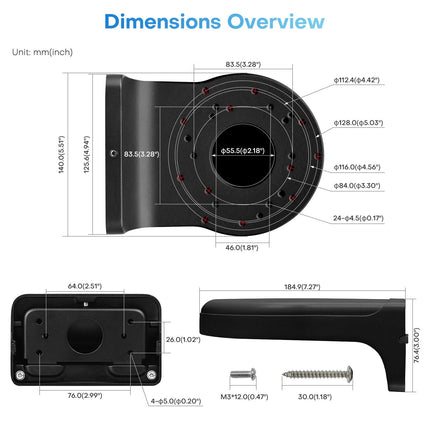 alarmsysteemexpert alarmsysteemexpert Camerasteun Zwart voor Hikvision en Dahua camera's