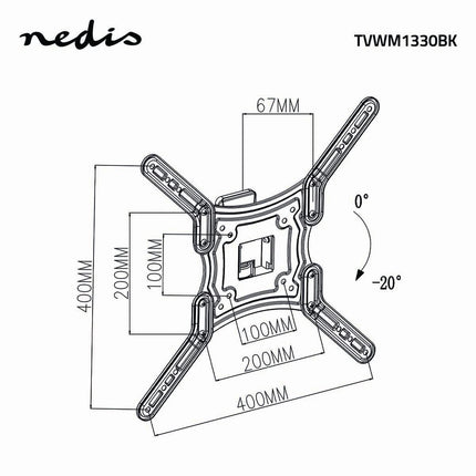 Alarm SystemExpert.fr Alarm SystemExpert.fr Support mural TV, pivotant - inclinable, pour 23 - 55", Max. 40 kg, 1 point d'articulation