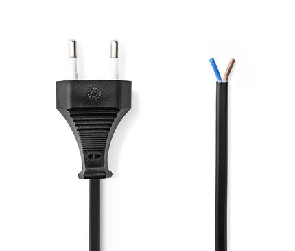 Alarm SystemExpert.co.uk Power cable | Euro plug - Open cable end | 2.0 m | Black