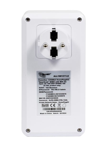 AlarmsysteemExpert.nl ALLNET Powerline adapter HomePlugV2 1200Mbit RJ45 WiFi SmartLink