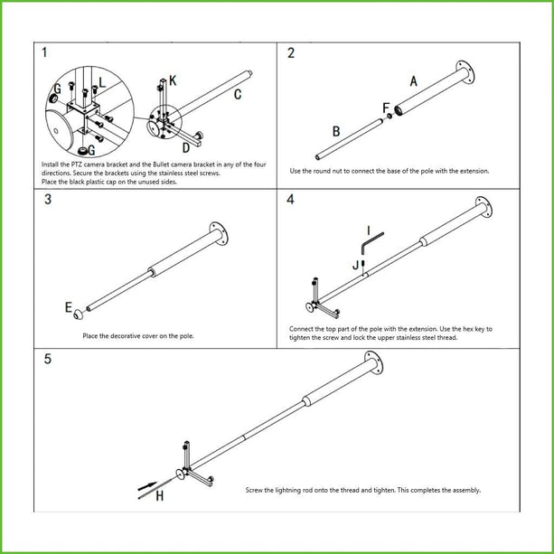 Alarm SystemExpert.co.uk Camera mast 4.5m Dark gray, Galvanized steel, Lightning arrestor