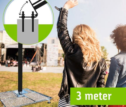 AlarmsysteemExpert.nl Cameramast verplaatsbaar aluminium 3 meter Ø 90mm met tegelframe