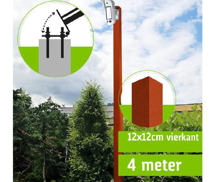Alarm SystemExpert.de Alarm SystemExpert.de SecuTower Kippbarer quadratischer Kameramast aus Aluminium 4 Meter RAL-2004