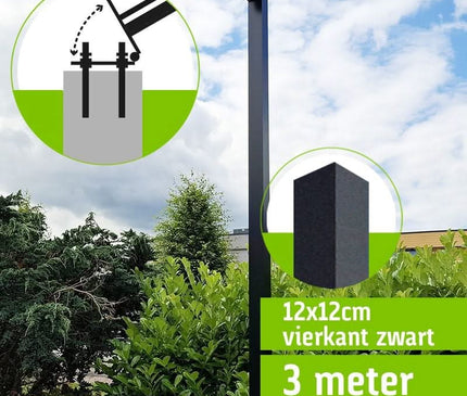 Alarm SystemExpert.co.uk Mât de caméra carré avec ancre inclinable 3 mètres Noir