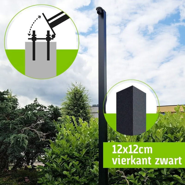 AlarmsysteemExpert.nl Vierkante cameramast met kantelanker 4 meter Zwart