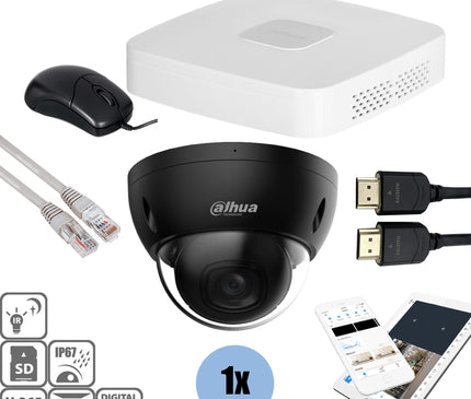 Dahua Dahua Black kit 1x Dôme 4MP + Enregistreur & Câblage