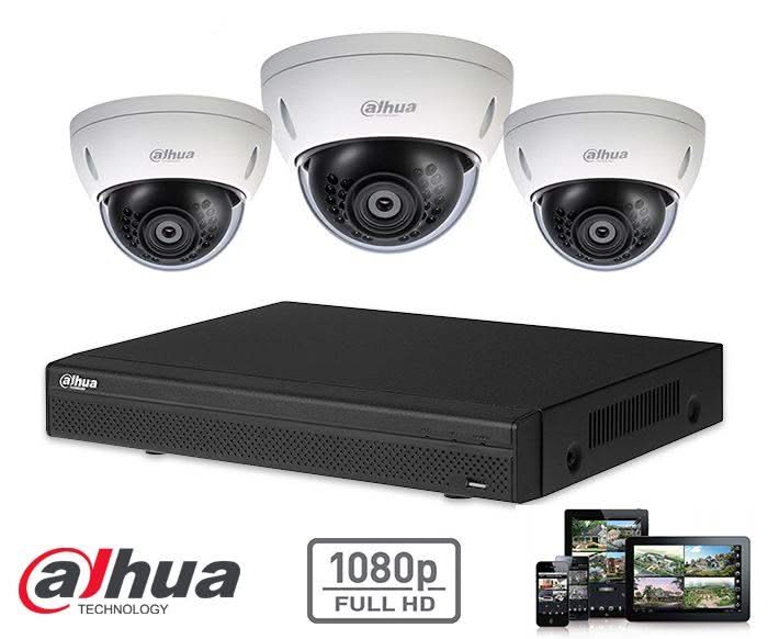 Dahua Full HD-CVI Kit 3x Dome 2 Megapixel Kamera Sicherheitsset