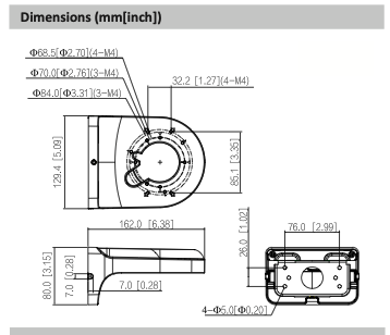 Dahua Dahua PFB2204W-B Muursteun Zwart voor diverse Dahua cameras