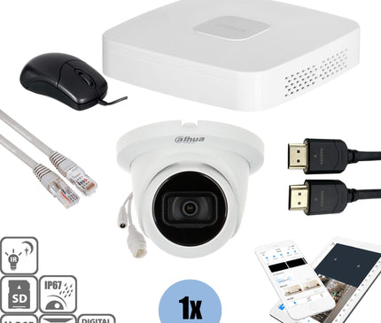 Dahua Dahua Set 1x Turret 8MP + Recorder & Bekabeling