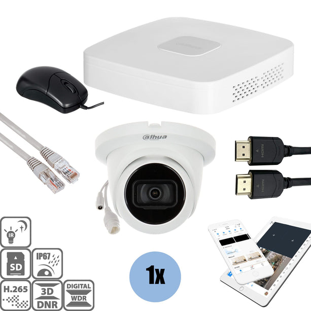 Dahua Dahua Set 1x Turret 8MP + Rekorder & Verkabelung