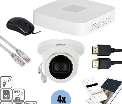 Dahua Dahua Set 4x Turret 4MP + Recorder & Cabling
