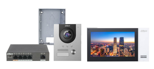 Dahua Dahua Video intercom set KTP01L incl. PoE switch, VTO2201F-P and VTH2421FW-P indoor station