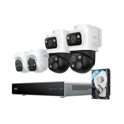 Eufy Beveiligingscamera set; PoE recorder, 2x Turret en 2x PTZ camera