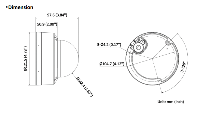 Hikvision DS-2CD2186G2H-ISU 2.8mm 8 MP DarkFighter AcuSense Dome Camera, PoE, Microphone