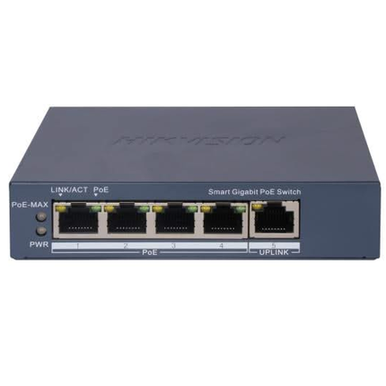Hikvision DS-3E1505P-EI, 5 poorts Smart Switch met 4x PoE, 1000Mb/Gigabit