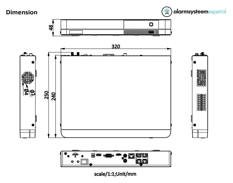 Hikvision DS-7604NI-K1/4P/4G 4 kanalen NVR met 4K HDMI 4G en PoE
