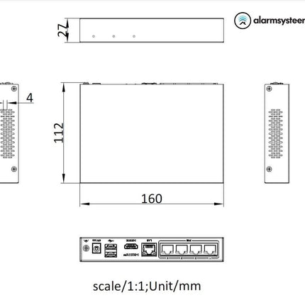 Hikvision DS-E04NI-Q1/4P,  incl. 1 of 2TB SSD Geschikt voor 4 IP camera's 4x PoE