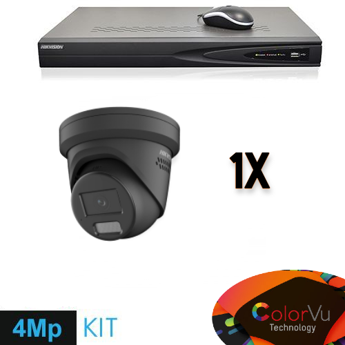 Hikvision Colorvu Set 1x Turret 4MP-inspelare + kablage