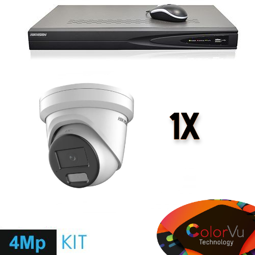 Hikvision Hikvision Colorvu Set 1x Turret 4MP Recorder + Bekabeling