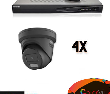 Hikvision Hikvision Colorvu Set 4x Turret 4MP Rekorder + Verkabelung