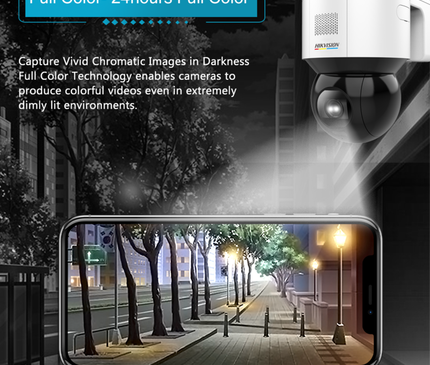 Hikvision Hikvision DS-2DE3A404IWG-E/W, 4 MP, PTZ, Smart Hybrid LED, WiFi, audio bidirectionnel, montage mural inclus