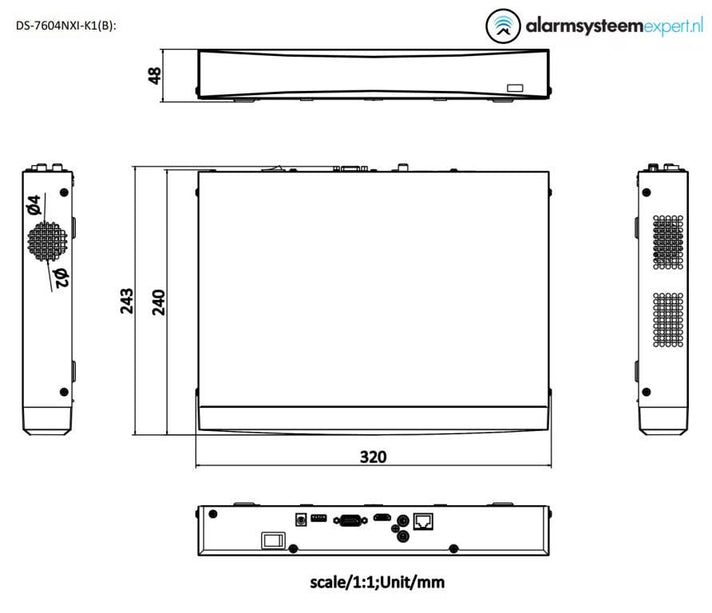 Hikvision DS-7604NXI-K1 4 kanaler 4K utan POE