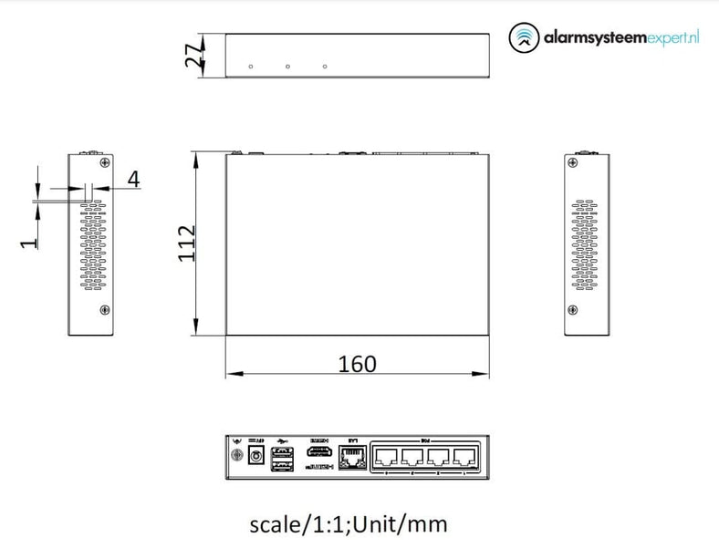 Hikvision Hikvision DS-E04NI-Q1/4P, inkl. 1 eller 2 TB SSD Lämplig för 4 IP-kameror 4x PoE