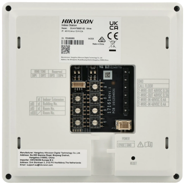 Hikvision Hikvision DS-KH7000EY-E2-W, 2-Draads Modulaire intercom, binnenpost