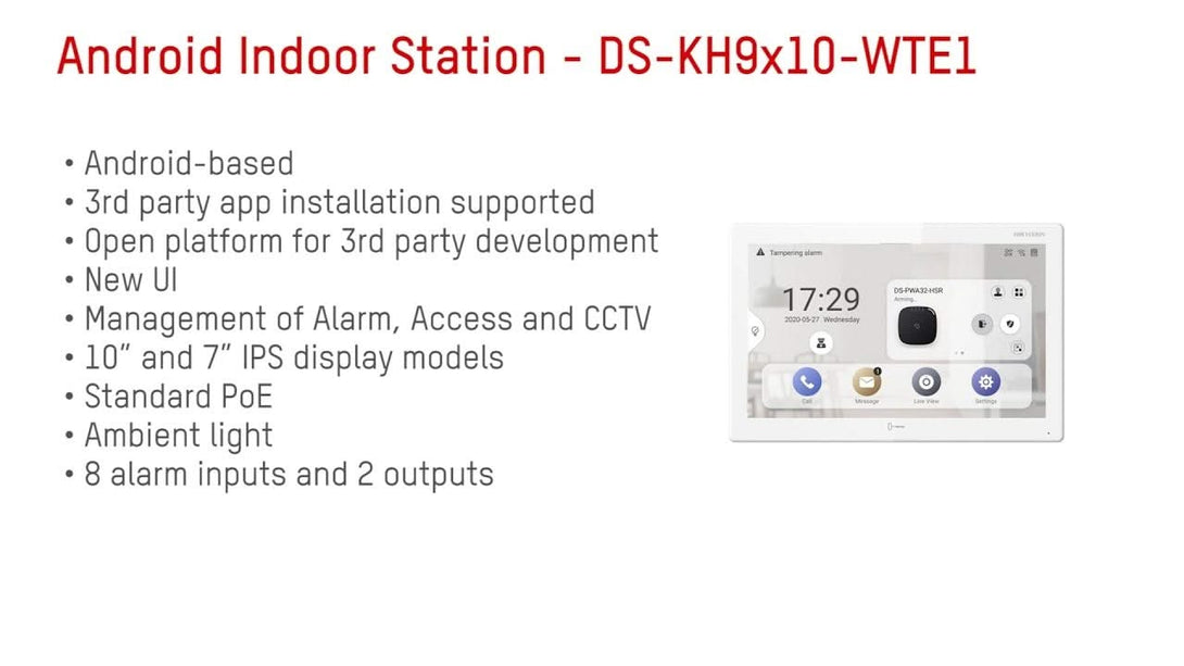 Hikvision Hikvision DS-KH9510-WTE1(B) All-in-one inomhusstation 10,1 tum Android