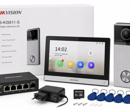 Hikvision Hikvision DS-KIS611-S, Video-Gegensprechanlagen-Set DS-KH6350-WTE1, DS-KV6114-MWBE1