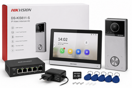 Hikvision Hikvision DS-KIS611-S, Video-Gegensprechanlagen-Set DS-KH6350-WTE1, DS-KV6114-MWBE1