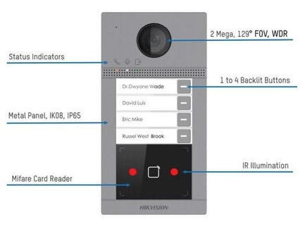 Hikvision Hikvision DS-KV8113-WME1 Infälld 1 anropsknapp IR-belysning PoE 12v