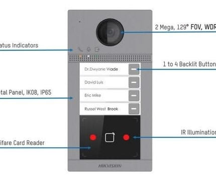 Hikvision Hikvision DS-KV8213-WME1 Encastré 2 poussoirs de sonnette illumination IR PoE 12v