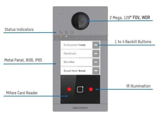 Hikvision Hikvision DS-KV8213-WME1 Encastré 2 poussoirs de sonnette illumination IR PoE 12v