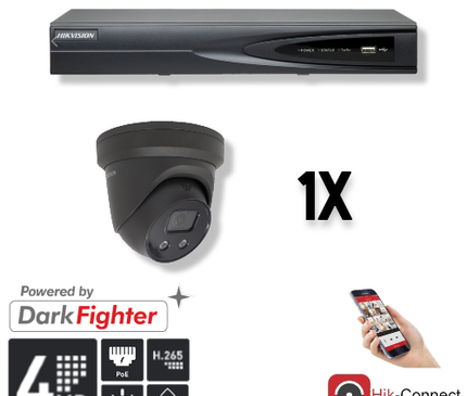Hikvision Hikvision Set 1x Turret 4MP + Recorder & Cabling