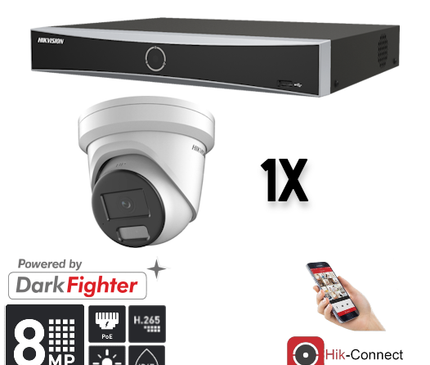Hikvision Hikvision Set 1x Turret 8MP + inspelare & kablage