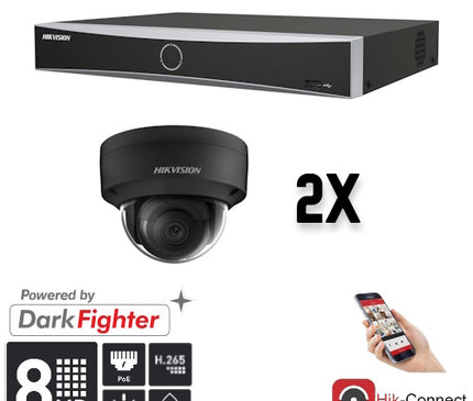 Hikvision Hikvision-paket med 2x 8 MP-kupolkameror + inspelningsenhet och kablar