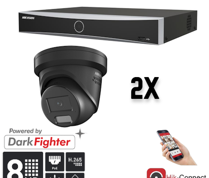 Hikvision Hikvision Set 2x Turret 8MP + Rekorder & Verkabelung