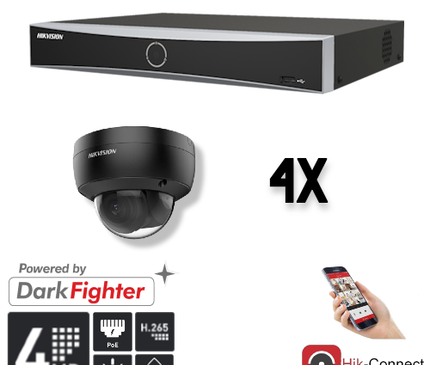 Hikvision Hikvision Set 4x Dome 4MP + Rekorder & Verkabelung