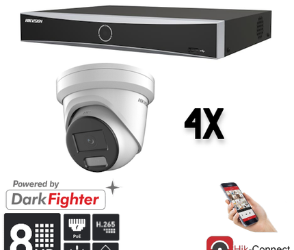 Hikvision Hikvision Set 4x Turret 8MP + Rekorder & Verkabelung
