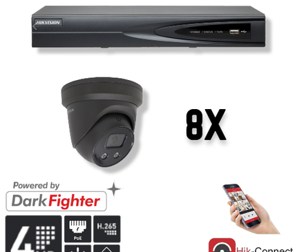 Hikvision Hikvision Set 8x Turret 4MP + Recorder & Cabling