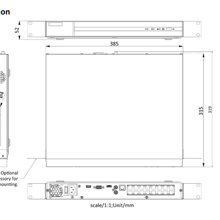 Hikvision HWN-4216MH-16P, 16 Kanaals 8Mp/4K NVR, 16x PoE