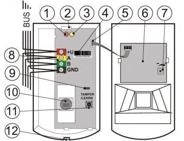 Jablotron JA-120PB BUS kombinierter PIR-Bewegungs- und Glasbruchmelder