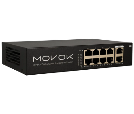 Movok Movok 10-Port PoE Switch, Gigabit, 100m PoE
