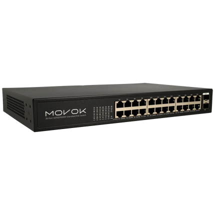 Movok 26-Port PoE Gigabit Switch, 24x PoE, 2x Uplink