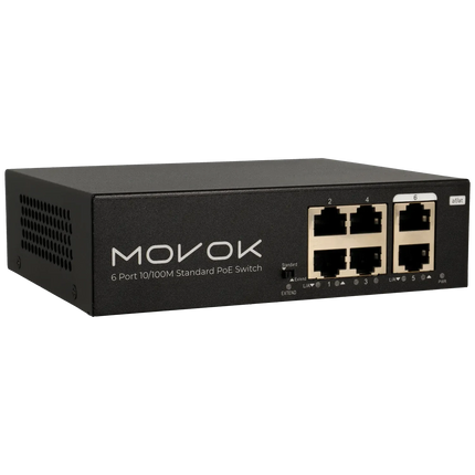 Movok 6-Port PoE Schalter, 100Mb, 250m PoE