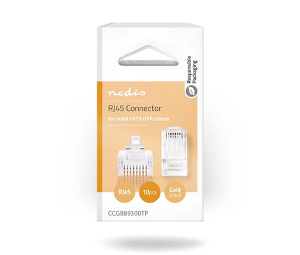 Nedis Nedis RJ45 Stecker CAT5e , vergoldet 10 Stück, Massivleiter