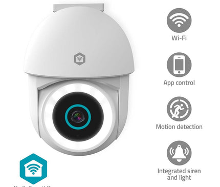 Nedis Nedis SmartLife PT caméra extérieure contrôlable avec WiFi et spot (Full Colour), alimentation fixe